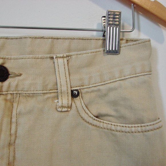 Free People Mini Skirt Beat of the Music Tan Khaki Denim Raw Hem Size 2 Small - Picture 5 of 16